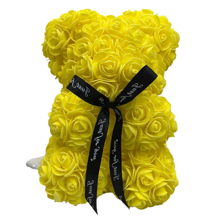 Red rose bear toy holding a heart symbol romantic gift