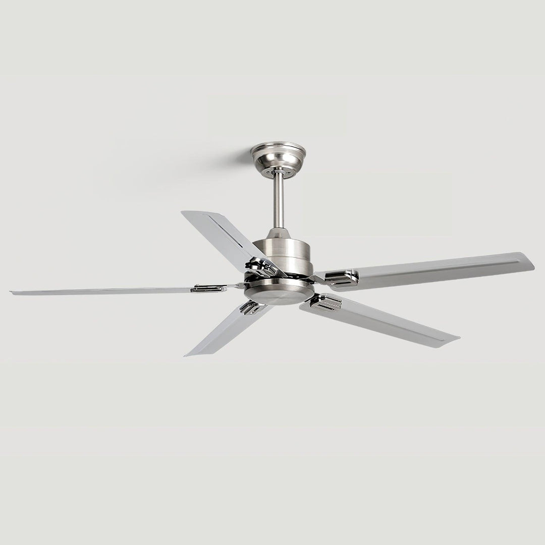 Metal ceiling fan blades texture and aerodynamic curve close-up