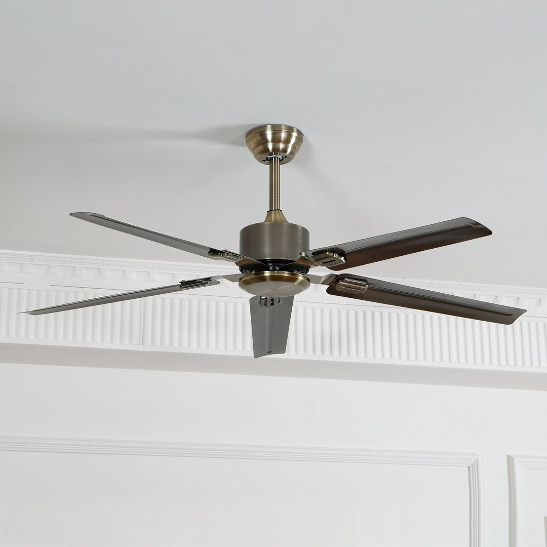 Illuminated indoor lighting feature integrated into the metal ceiling fan