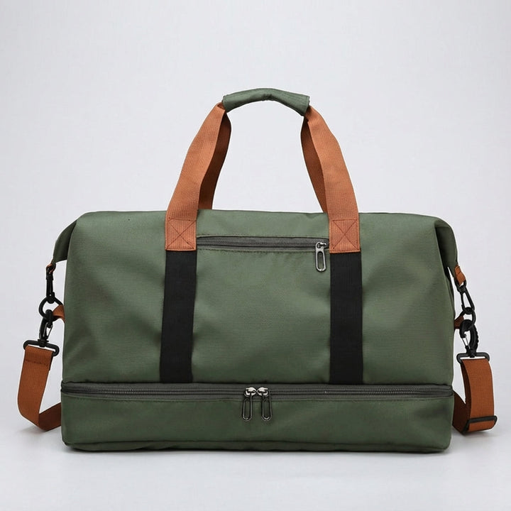 Sports duffle bag featuring durable zippers and reinforced handles
