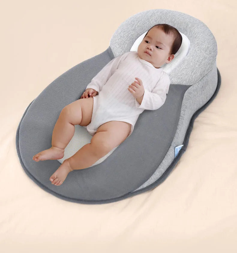 Baby sweet dreams support pillow and lounger in soft neutral fabric for newborn comfort