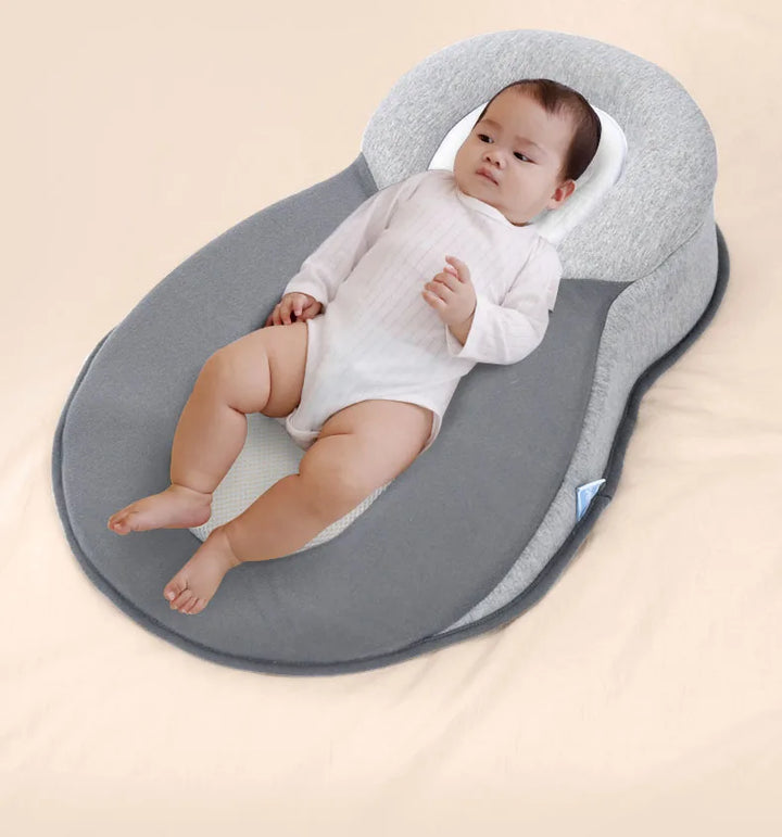Baby sweet dreams support pillow and lounger in soft neutral fabric for newborn comfort