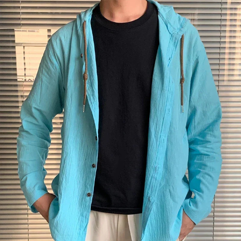 Lightweight mens summer shirt with hood ideal for beach vacation outfits