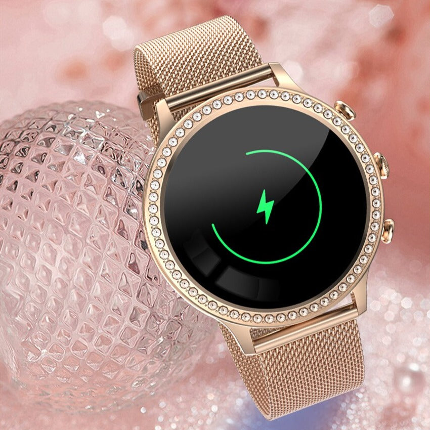 Waterproof luxury smartwatch immersed in water splash for durability