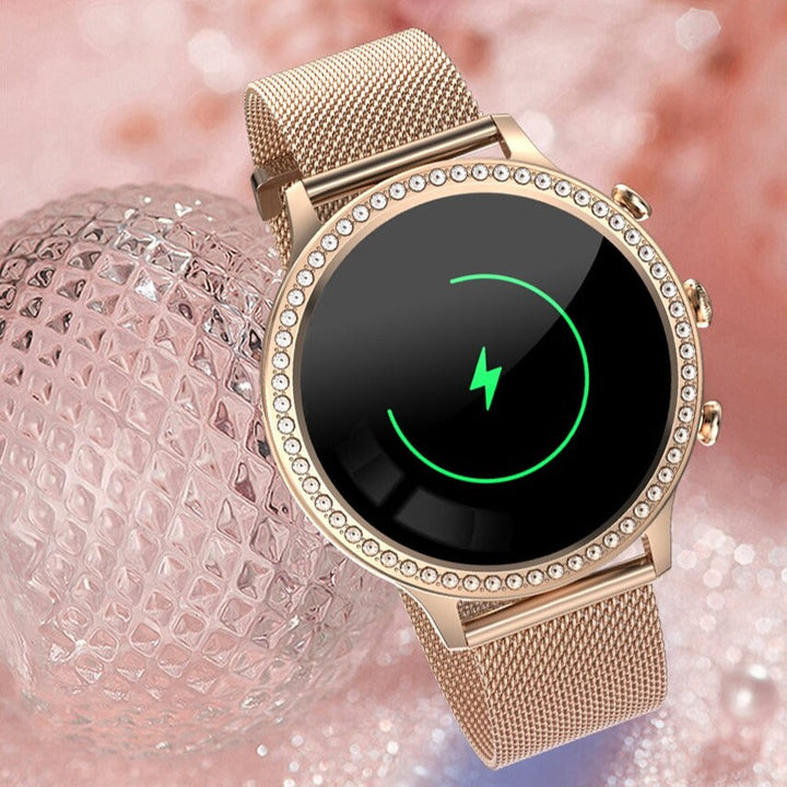 Waterproof luxury smartwatch immersed in water splash for durability
