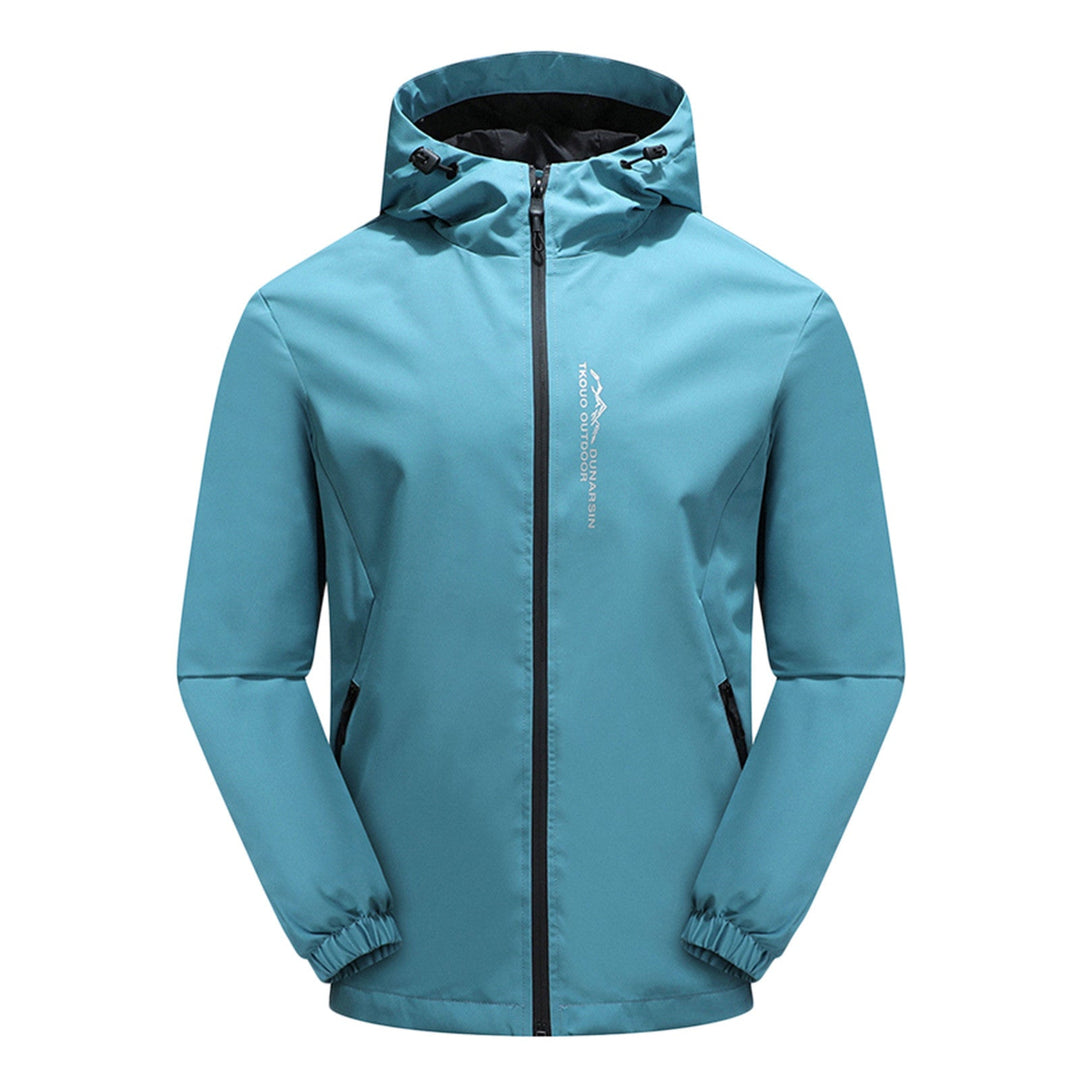 Women's Light Blue Windproof Outdoor Hooded Jacket front view
