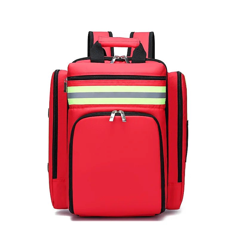 Tactical bag loaded with rescue equipment and medical supplies