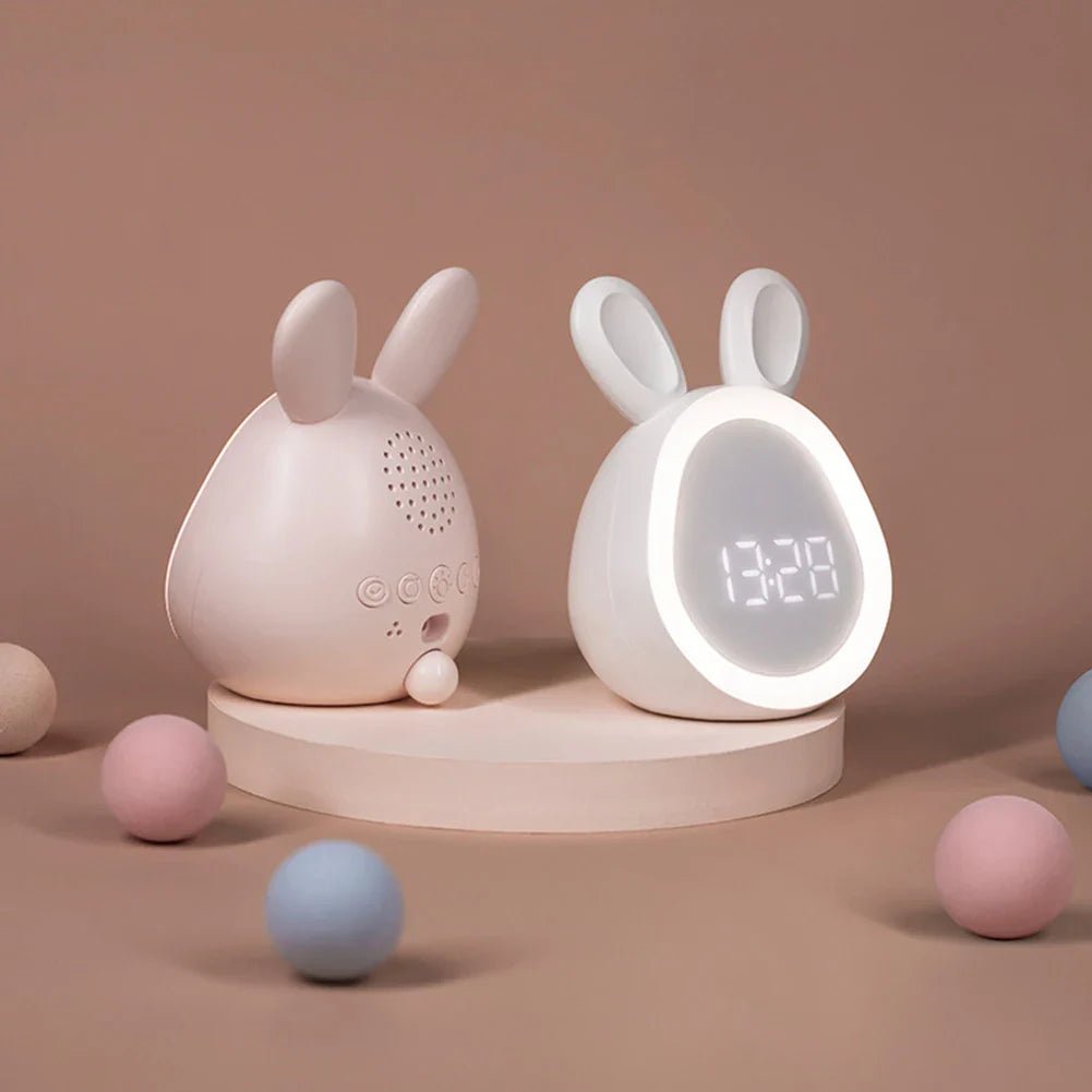 Cute bunny shaped digital alarm clock with soft glowing LED night light