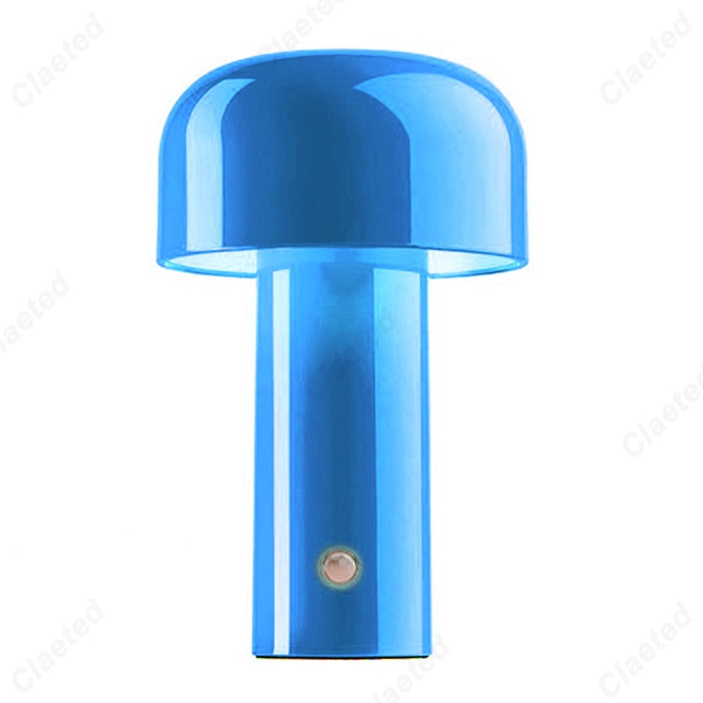 Rechargeable retro LED lamp highlighting its sleek metallic finish