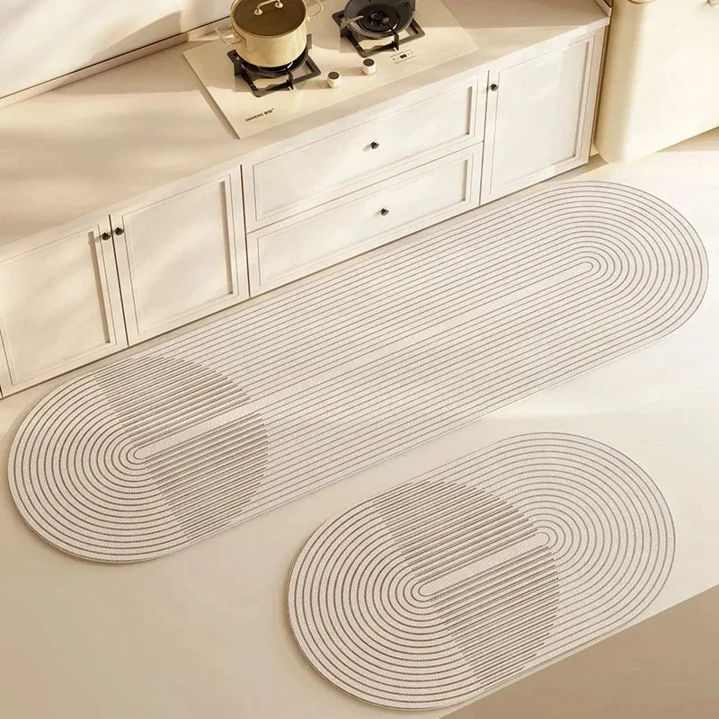 Anti-slip kitchen runner rug showing close-up cushioned texture and durable material