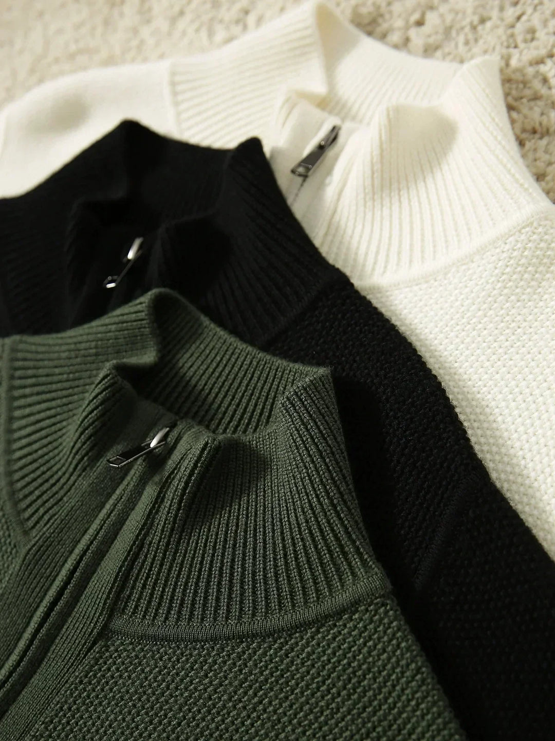 Textured knit pattern closeup on womens cardigan