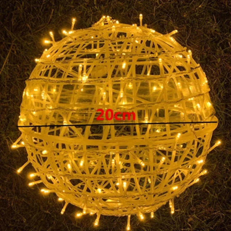 Decorative sphere string lights hanging in a cozy living room for evening ambiance