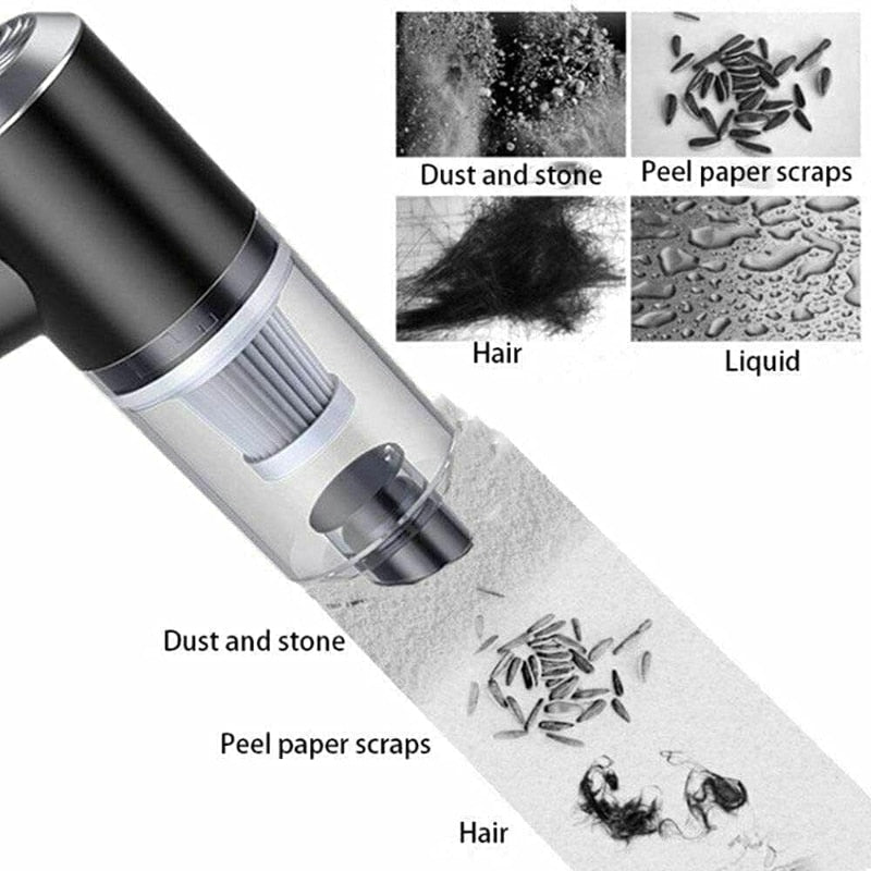 Rechargeable cordless vacuum cleaner emptying debris into a waste bin