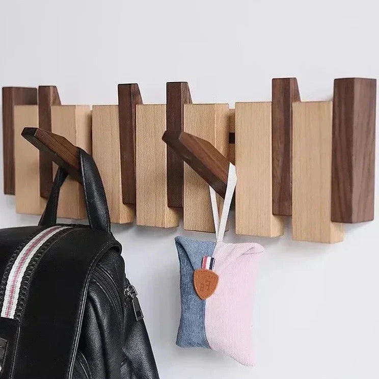 Compact wooden coat hanger designed for small entryway spaces