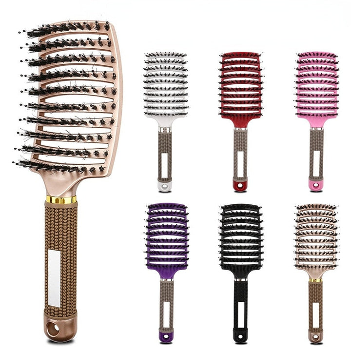 Top flat lay of professional hairbrush for smooth styling and detangling
