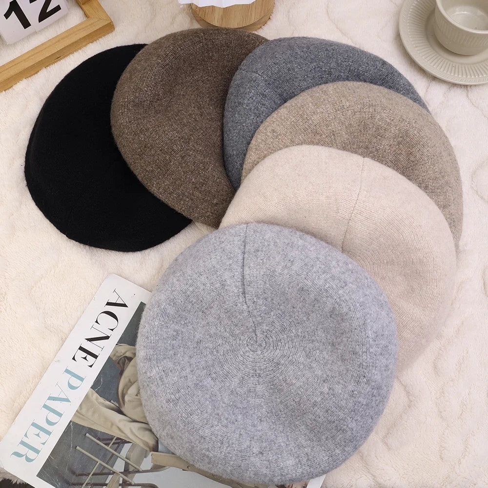 Womens casual knit beret hat closeup showing soft texture and cozy winter accessories style