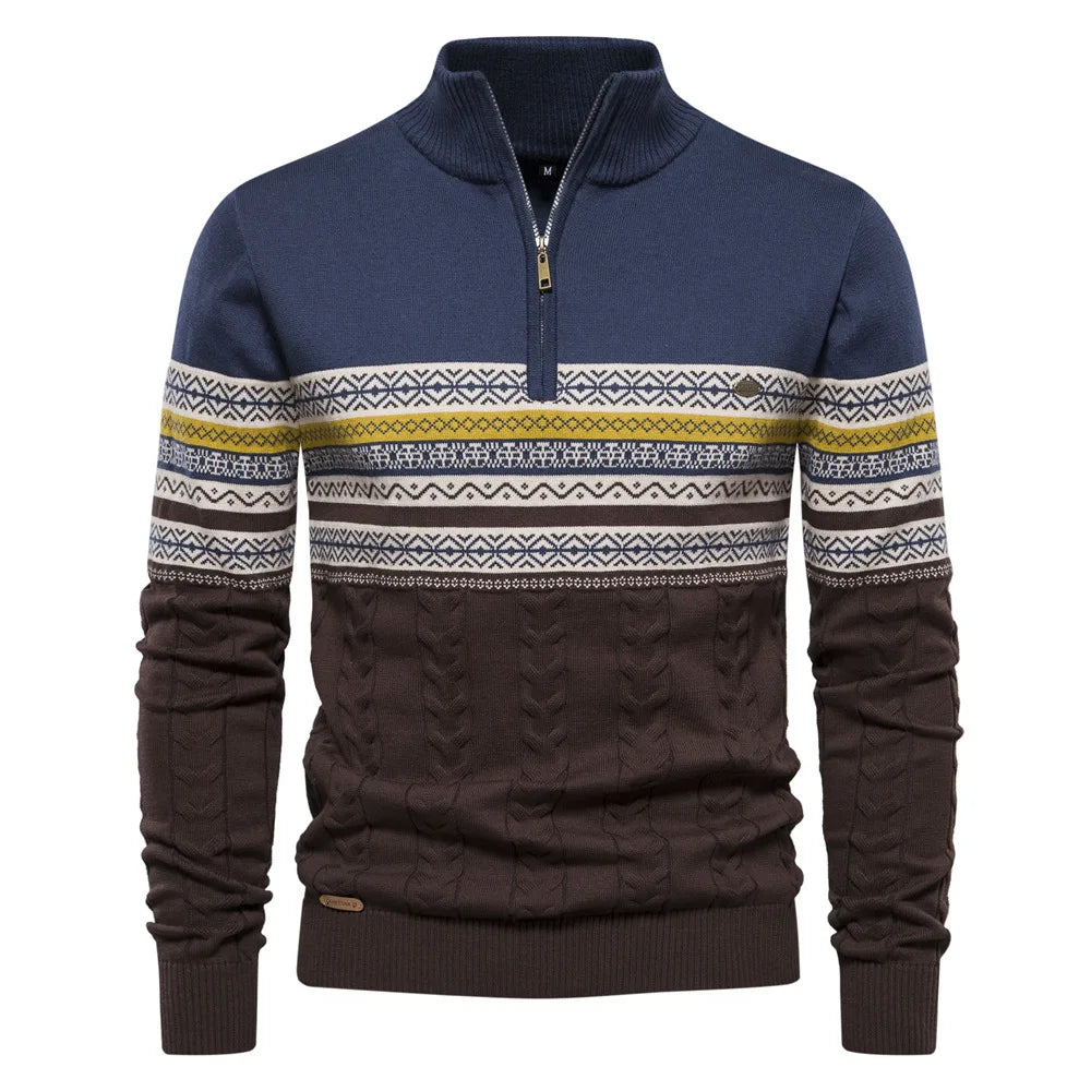 Tyrion | Men’s Fair Isle Quarter Zip Knit Sweater