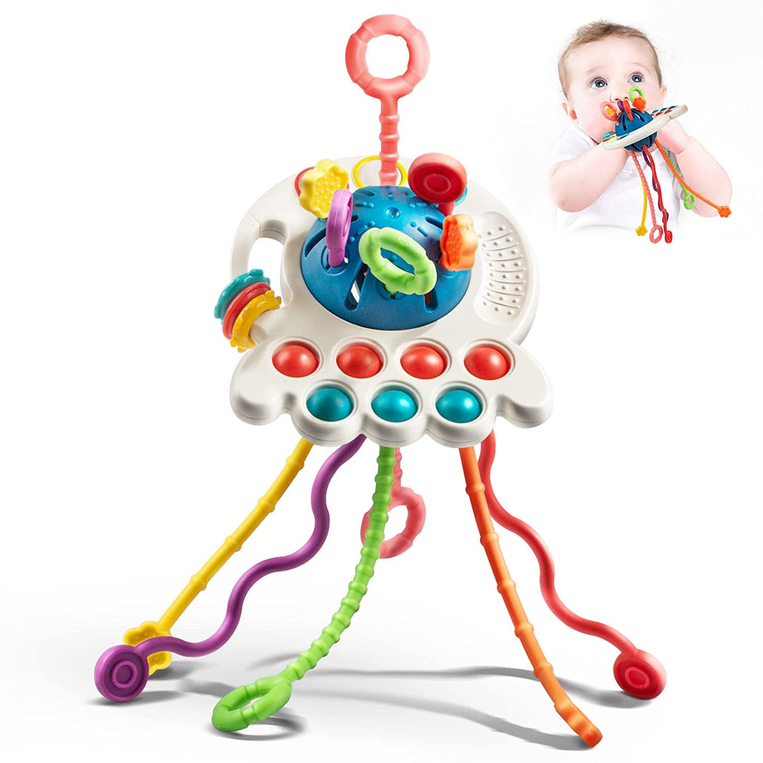 Baby sensory teething toy with multi-textured silicone bubbles for toddlers
