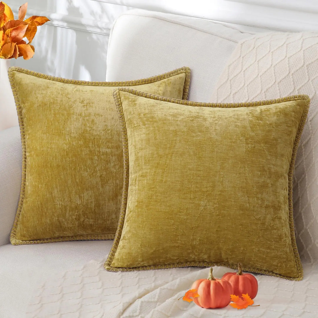 Detailed shot of durable stitching on a decorative cushion cover