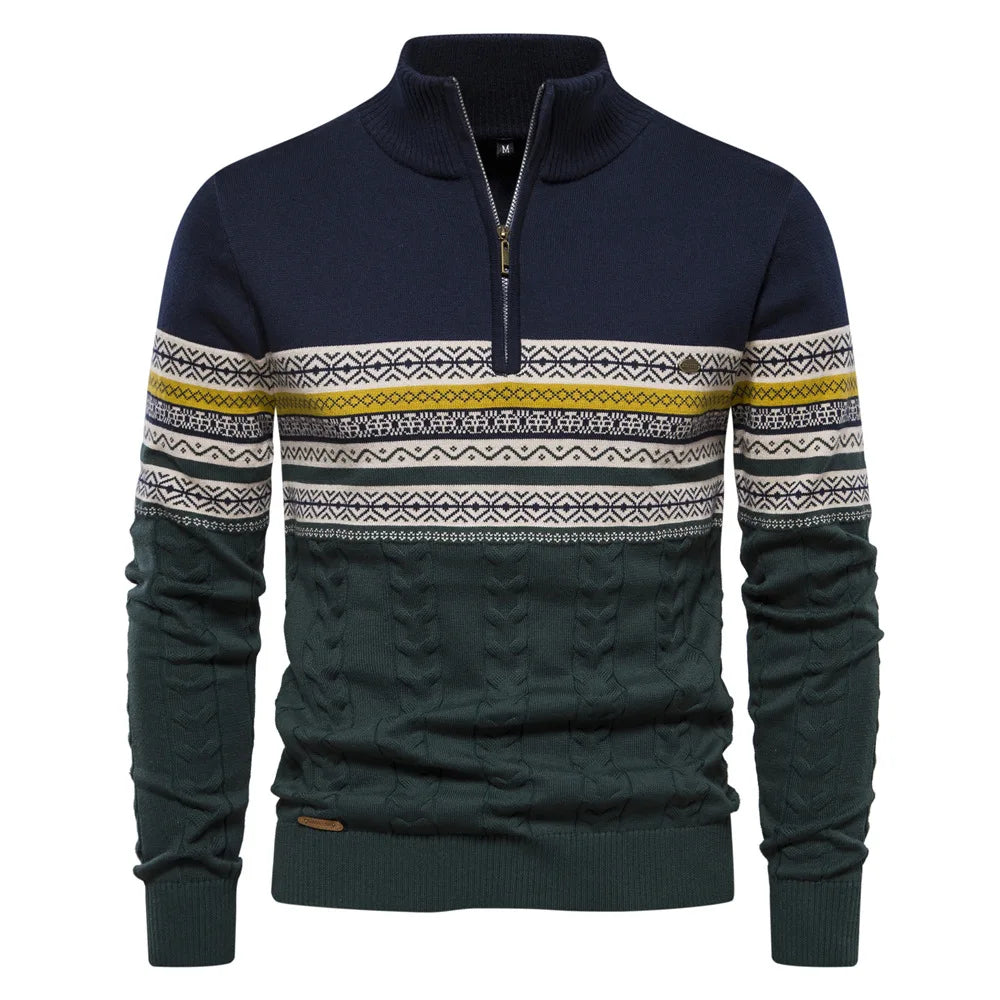 Tyrion | Men’s Fair Isle Quarter Zip Knit Sweater