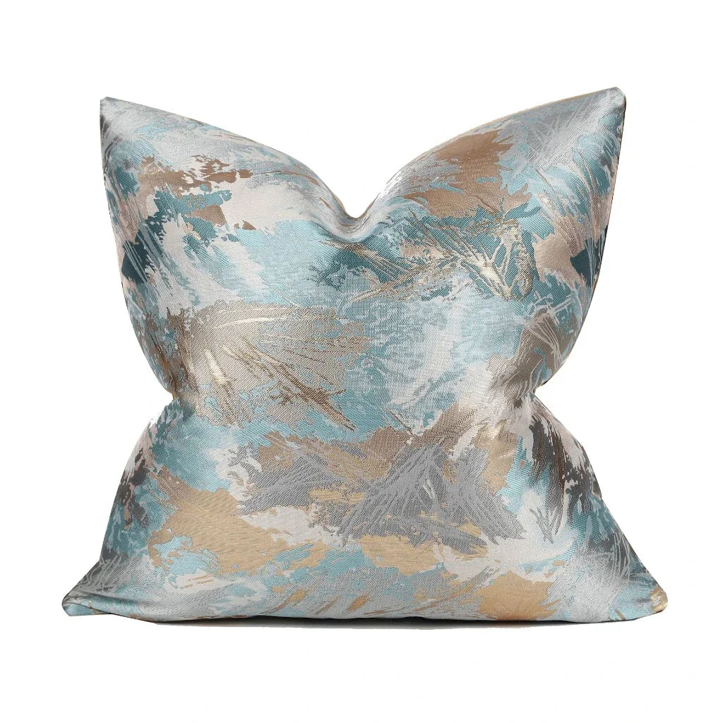Designer sofa pillow cover featuring minimalist abstract art print