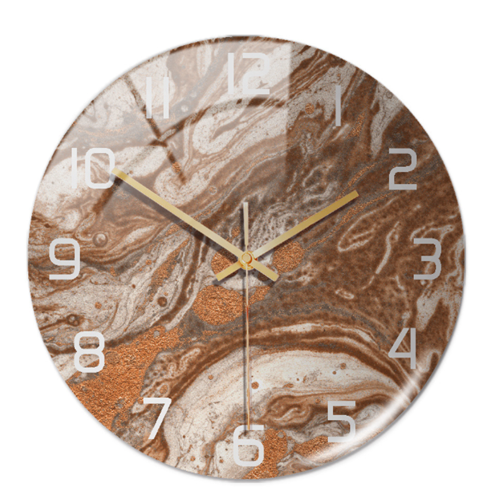 Decorative marble wall clock displayed in a bright office space, combining functional timekeeping with aesthetic charm.