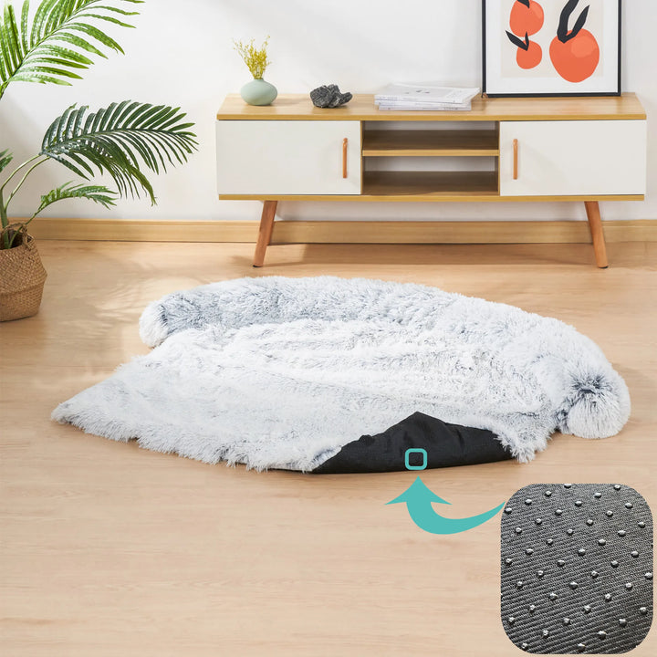 Quishy washable plush pet blanket bed for dogs and cats in soft neutral tone