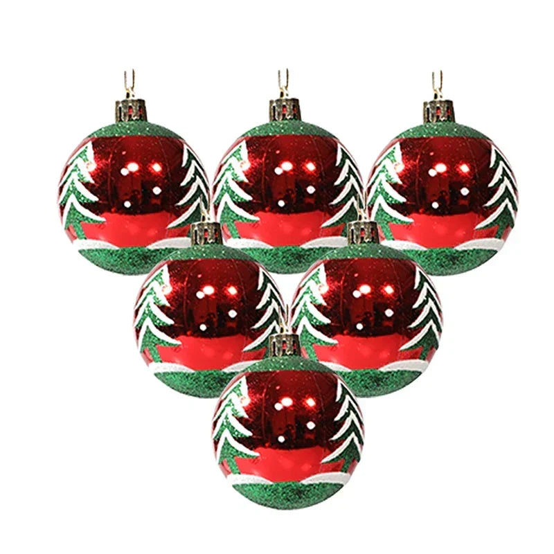 Elegant snowflake Christmas ornaments set of 6 hanging on a festive winter tree