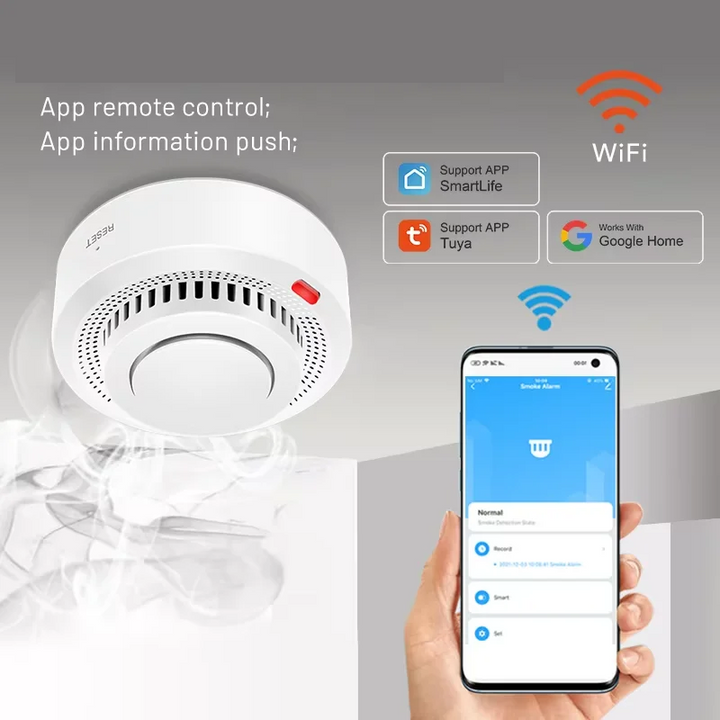 Compact wireless fire alarm sensor designed for easy ceiling installation