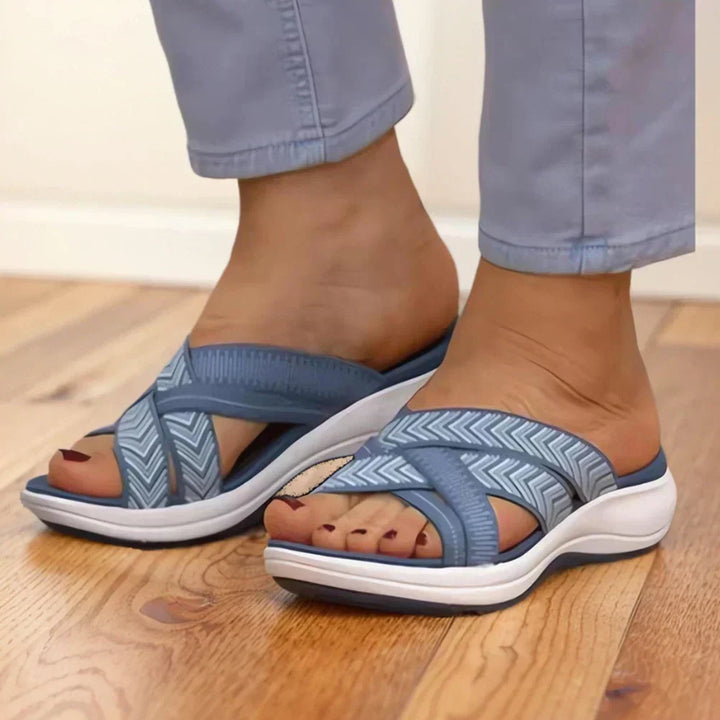 Pair of summer shoes for women featuring ergonomic footbed and soft upper