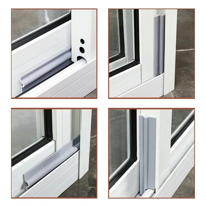 Multi-angle view of SealGuard Strips installed on various door and window frames