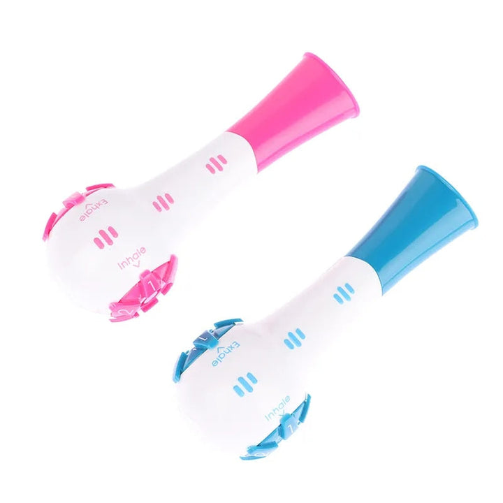 Pink lung exerciser and breathing trainer device for wellness and fitness