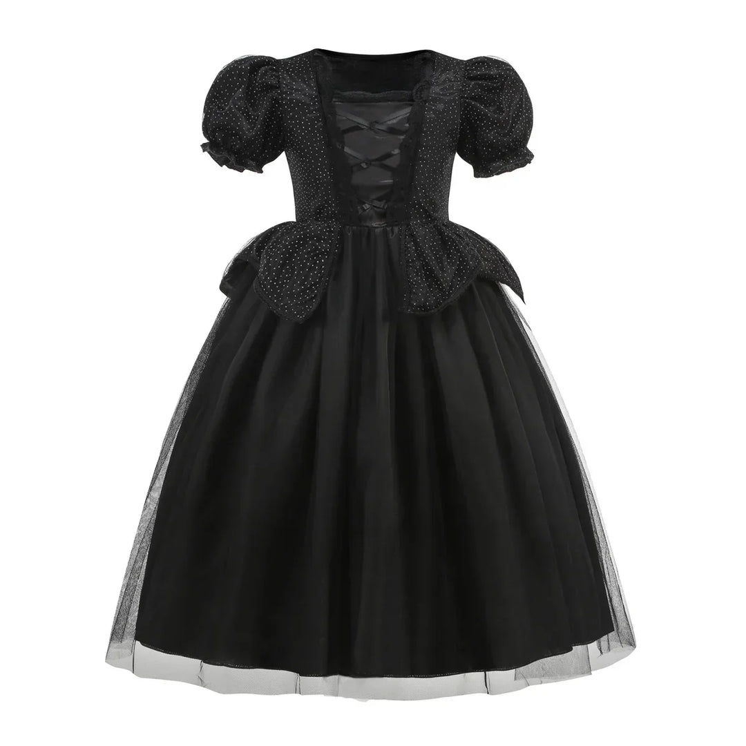 Girls black tulle gala dress costume front view