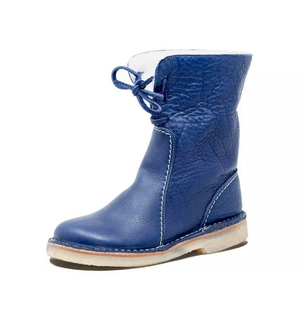 Close-up of comfortable winter boots showing textured anti-slip rubber outsole