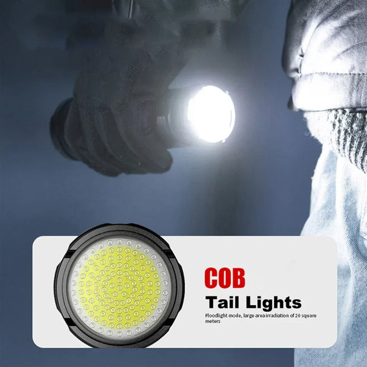 Rechargeable LED torch functioning as emergency light and power bank for outdoor adventures