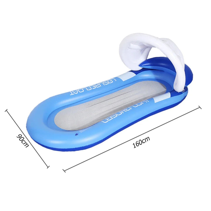 Close-up detail of the durable fabric and inflatable chambers of the luxury water hammock float