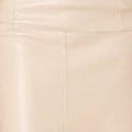 Tailored fit of women's black midi skirt, back angle