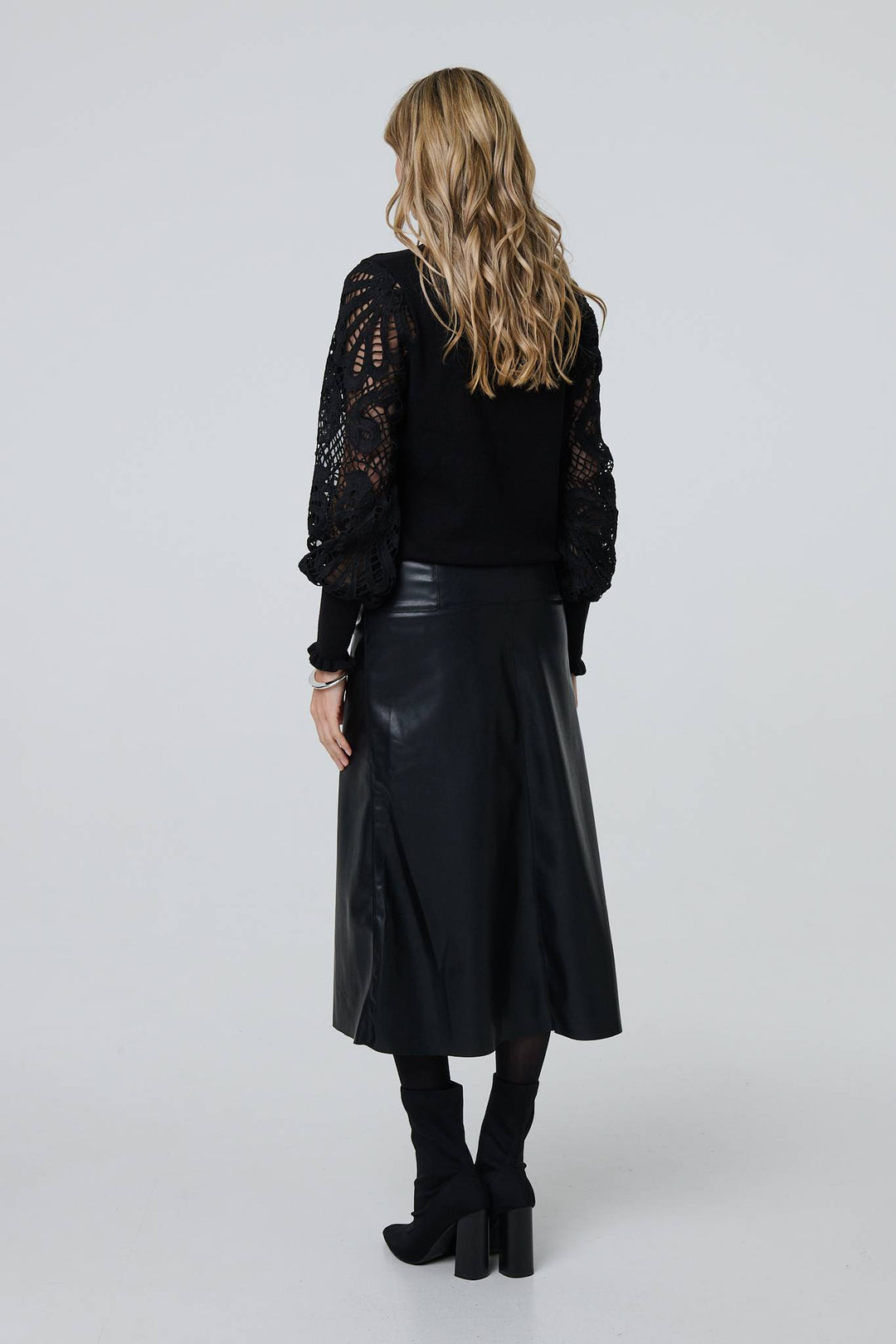 Stylish autumn outfit featuring brown high waist skirt