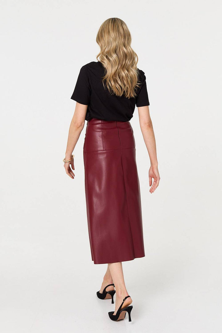 Full length view of brown evening wear midi skirt