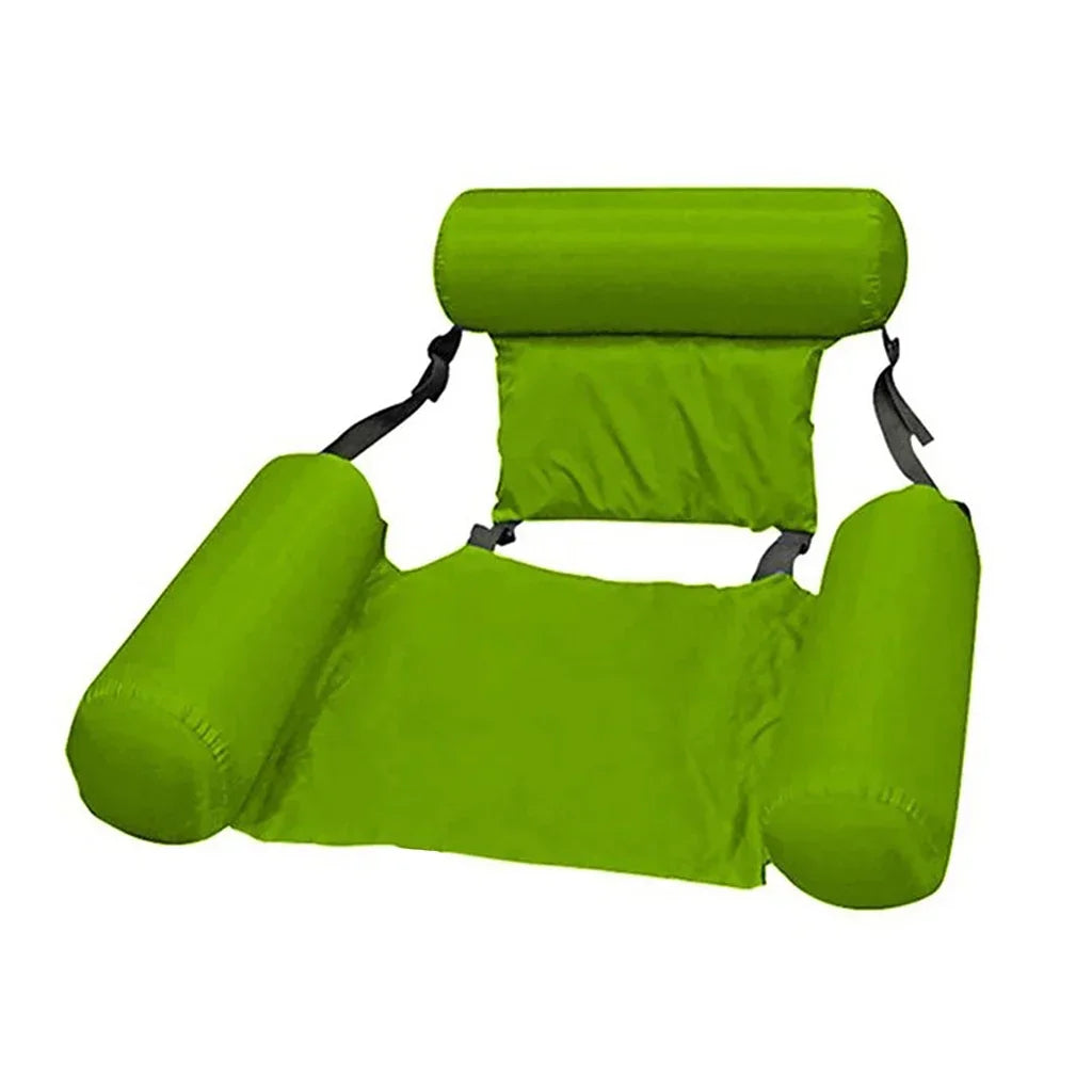 Packaged unisex inflatable water chair ready for travel and vacation