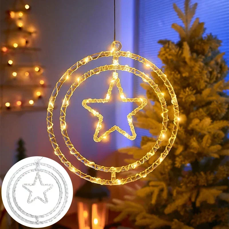 Decorative MagicalGlow star LED lamp hanging indoors