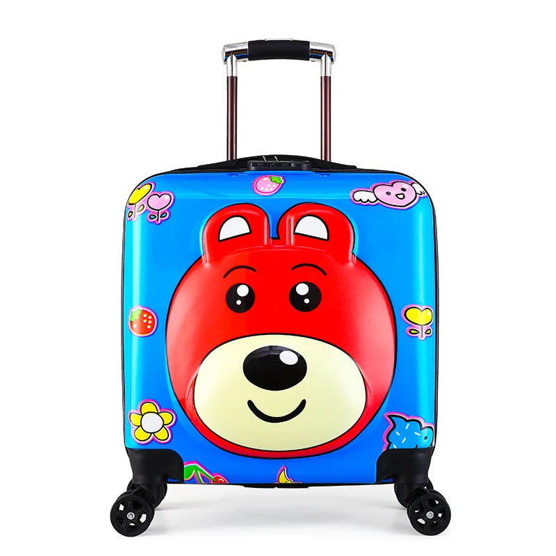 Kids hard-shell rolling suitcase Seoul side view with smooth spinner wheels