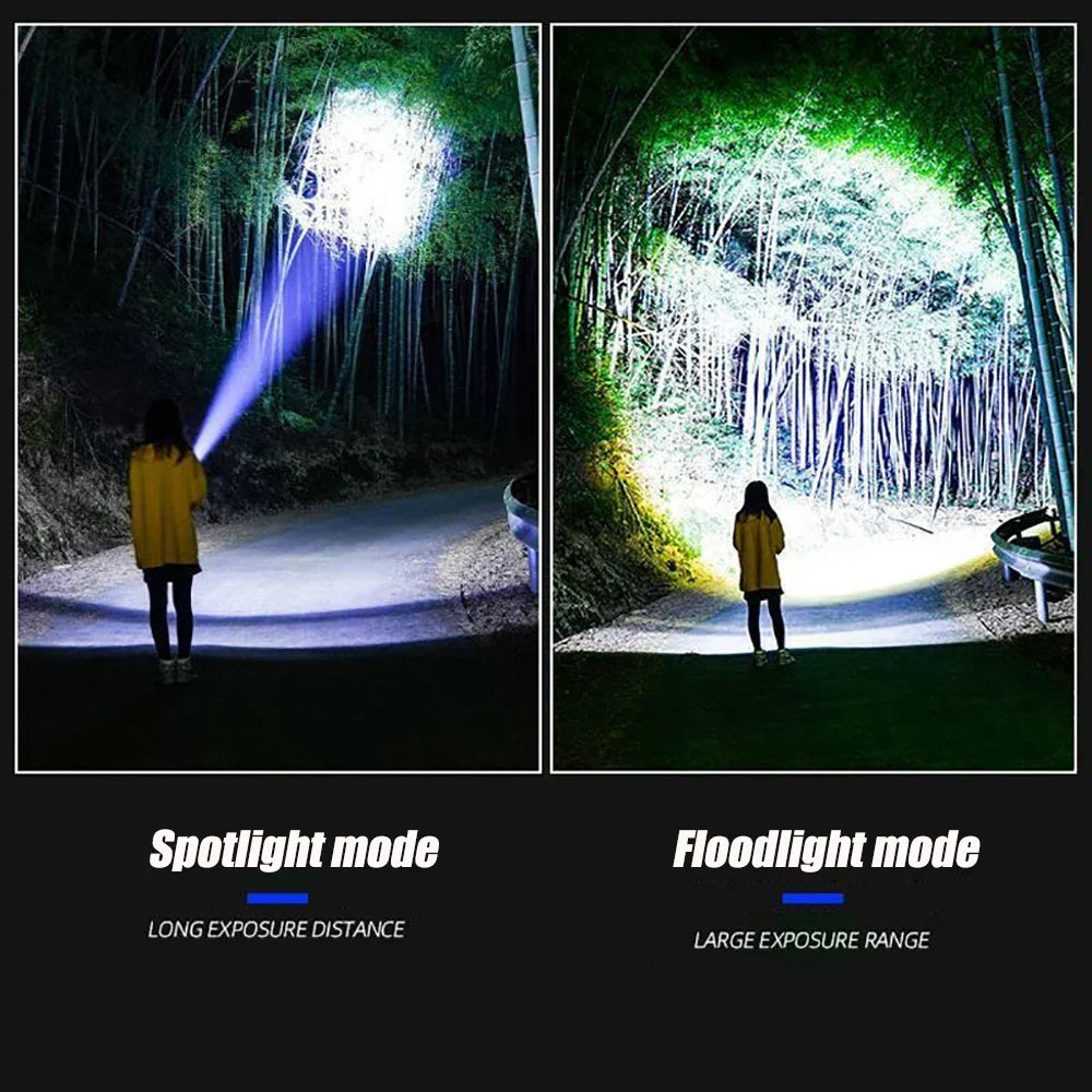 Compact high lumens tactical flashlight and outdoor equipment USB charging port close-up