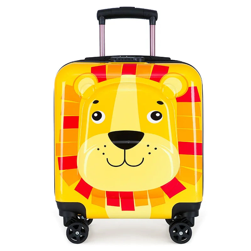 Boys and girls rolling luggage travel trolley ready for vacation