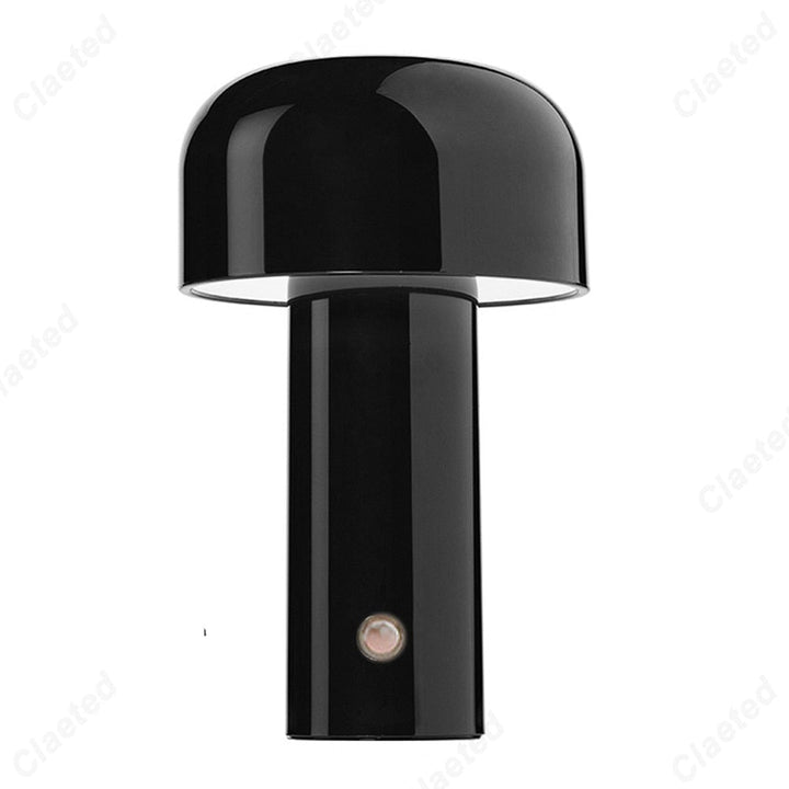 Close up of the vintage LED table lamp shade and warm illumination