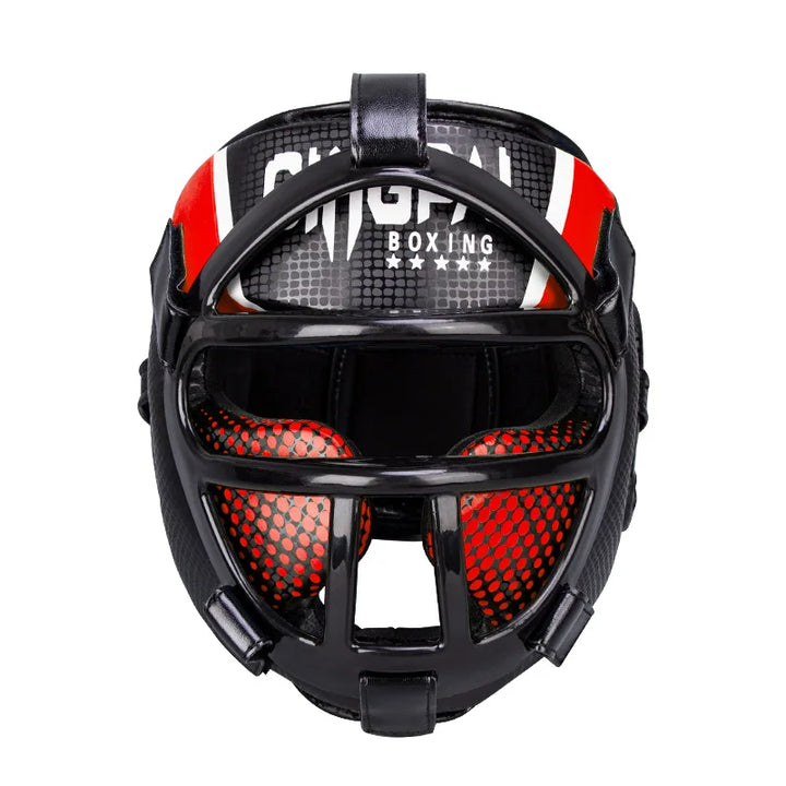 Unisex sparring head guard with clear face mask for combat sports