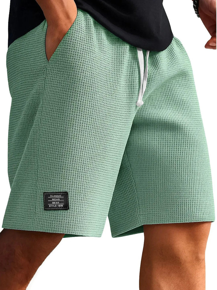 Men's light green breathable summer shorts with drawstring