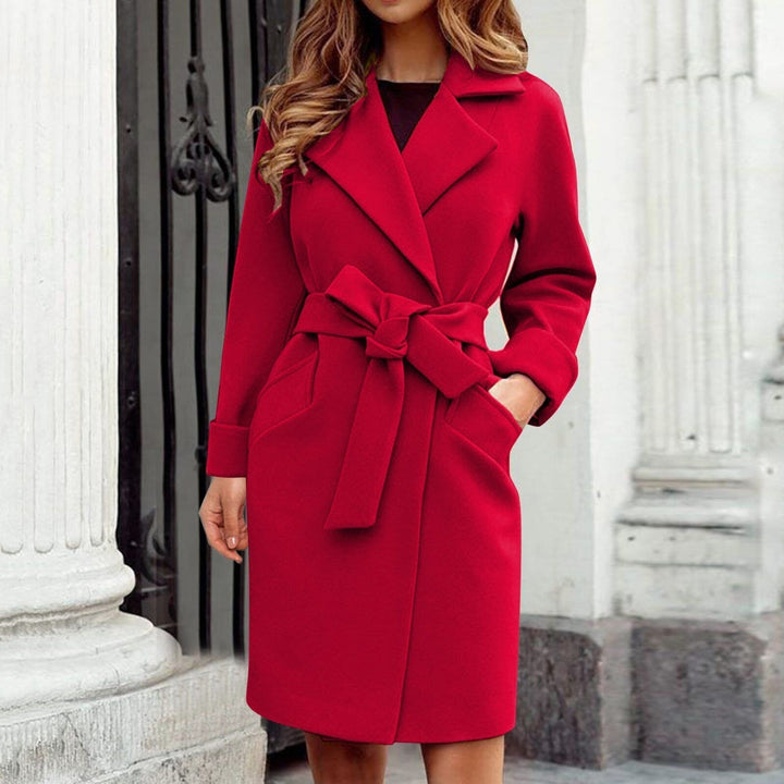 Stylish outerwear long coat showcasing deep pockets and tailored fit