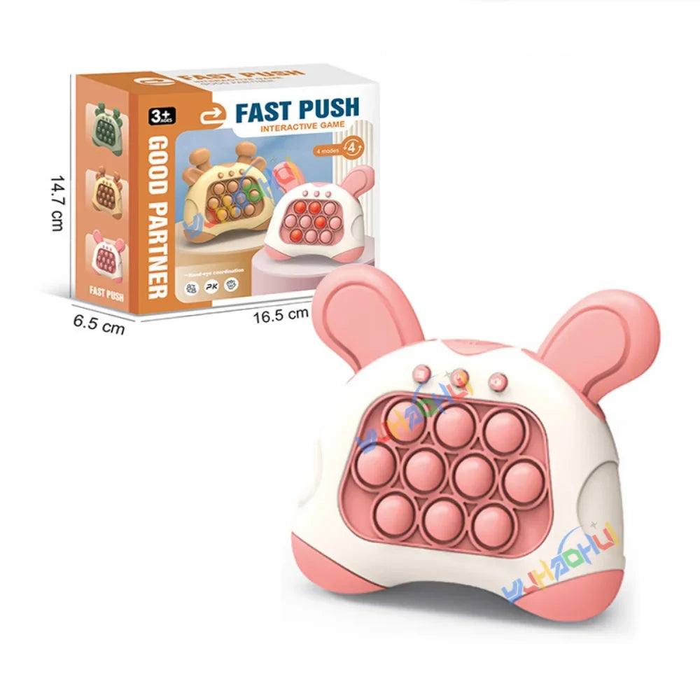 Full view of the light-up fidget puzzle toy packaging and device