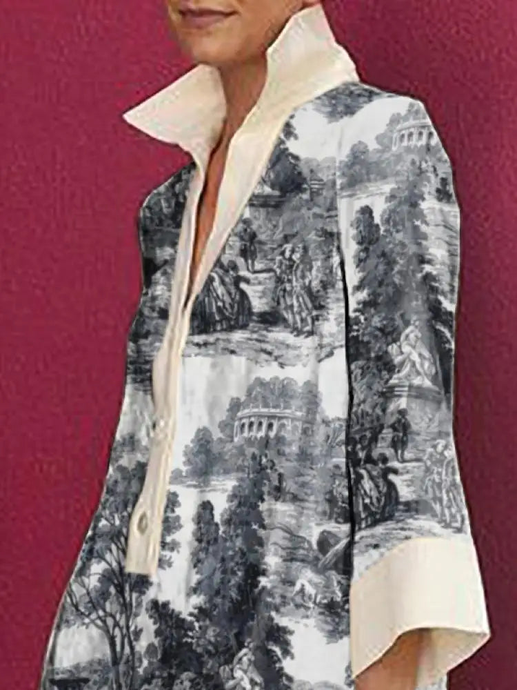 Side angle of a stylish womens mini tunic dress with floral print
